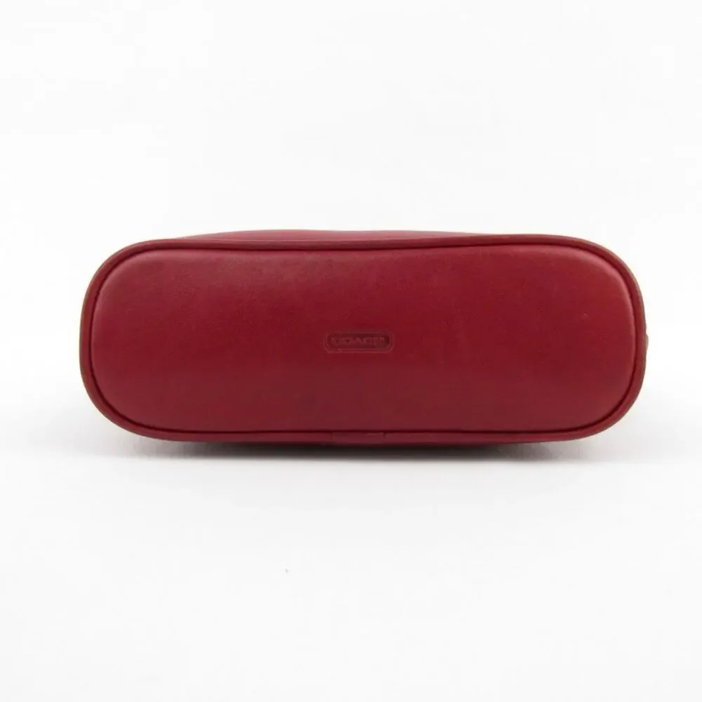 Coach Red Leather Dome Wristlet / Cosmetic Bag